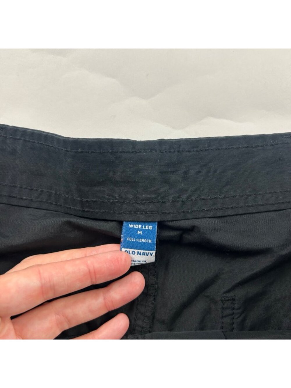 Old Navy Black Poplin Canvas High Rise Wide Leg Cargo Pant M - Picture 3 of 6